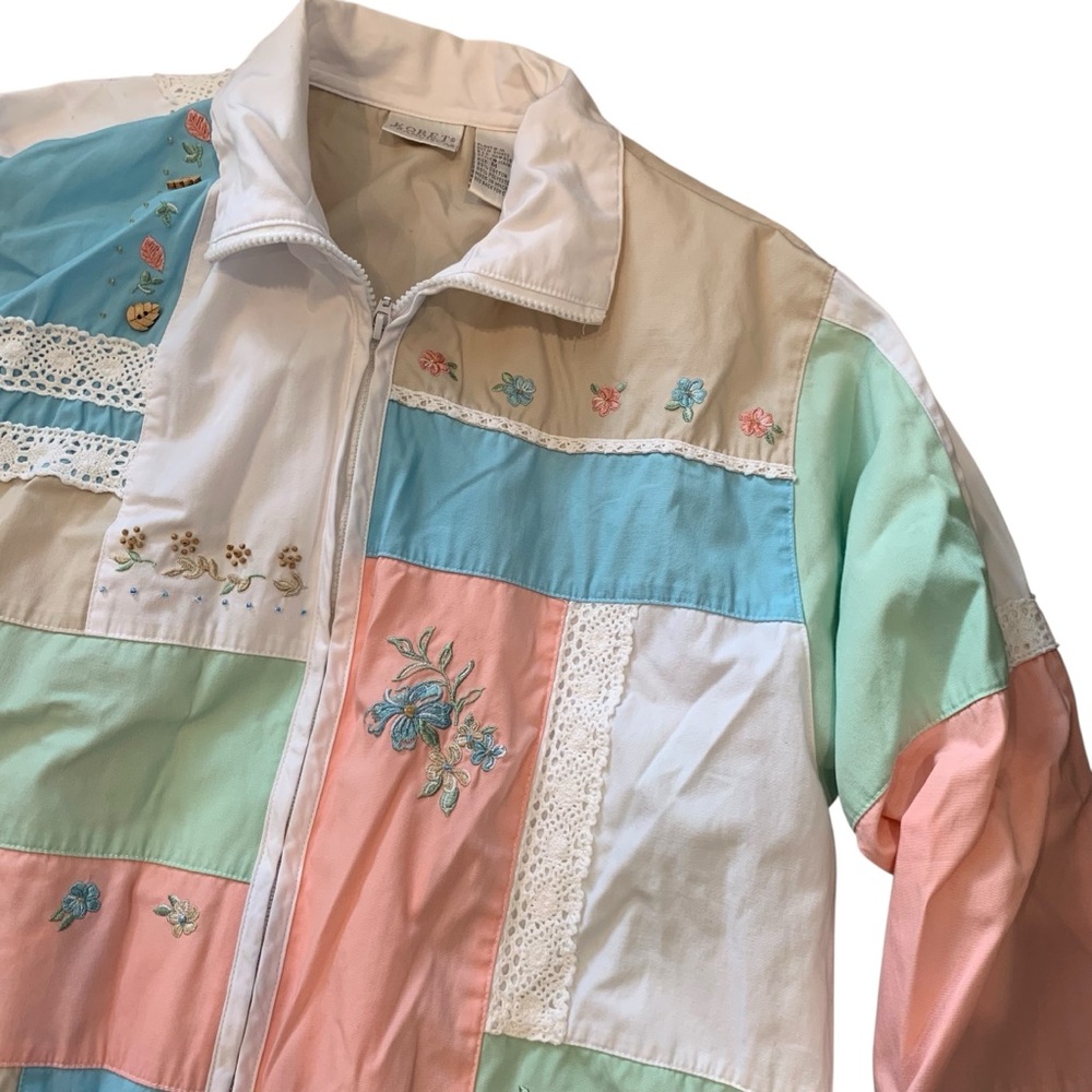 Vintage Colorful Patchwork Jacket Medium Wind Breaker - Picture 3 of 9